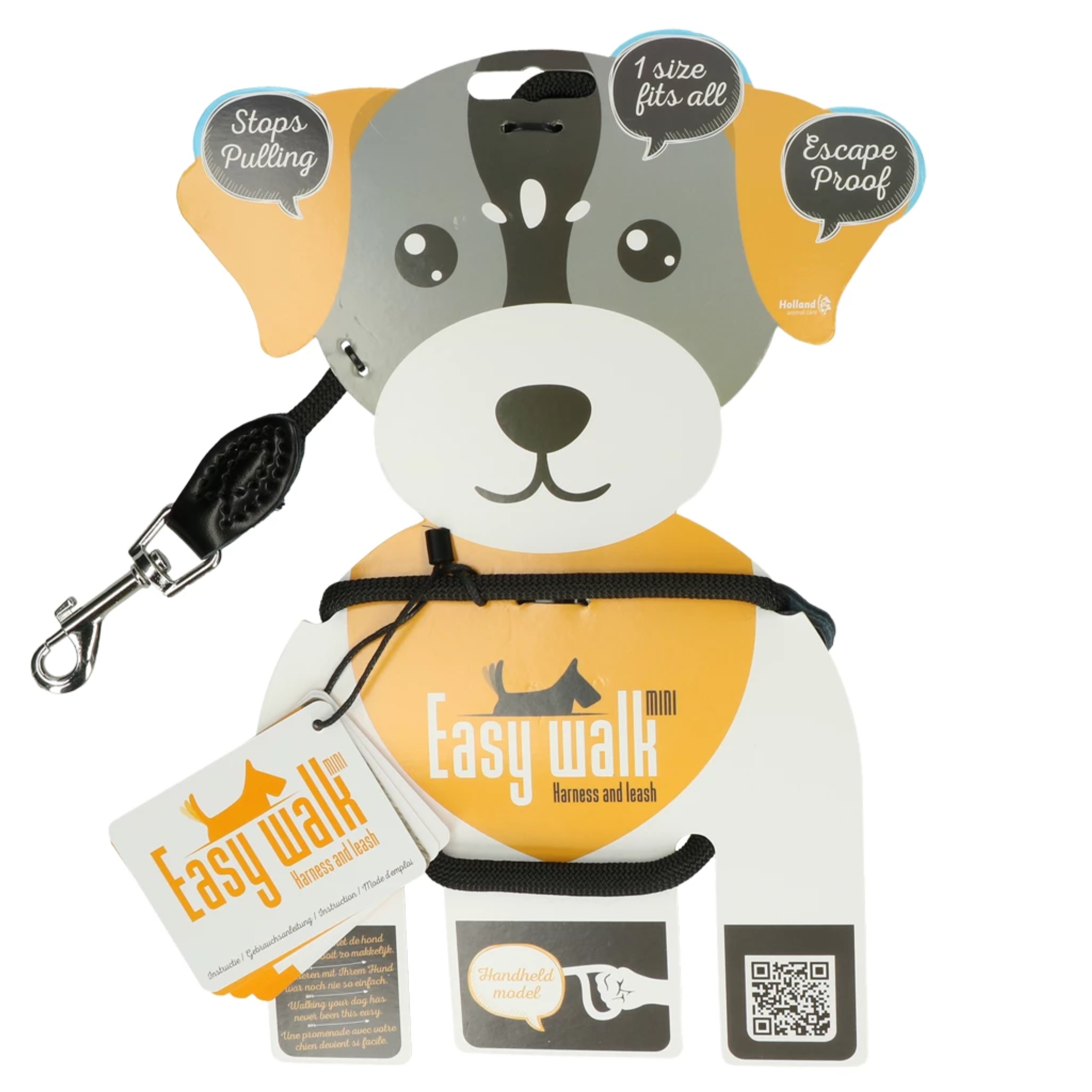 Easy Walk - mini zwart tuigje met riem