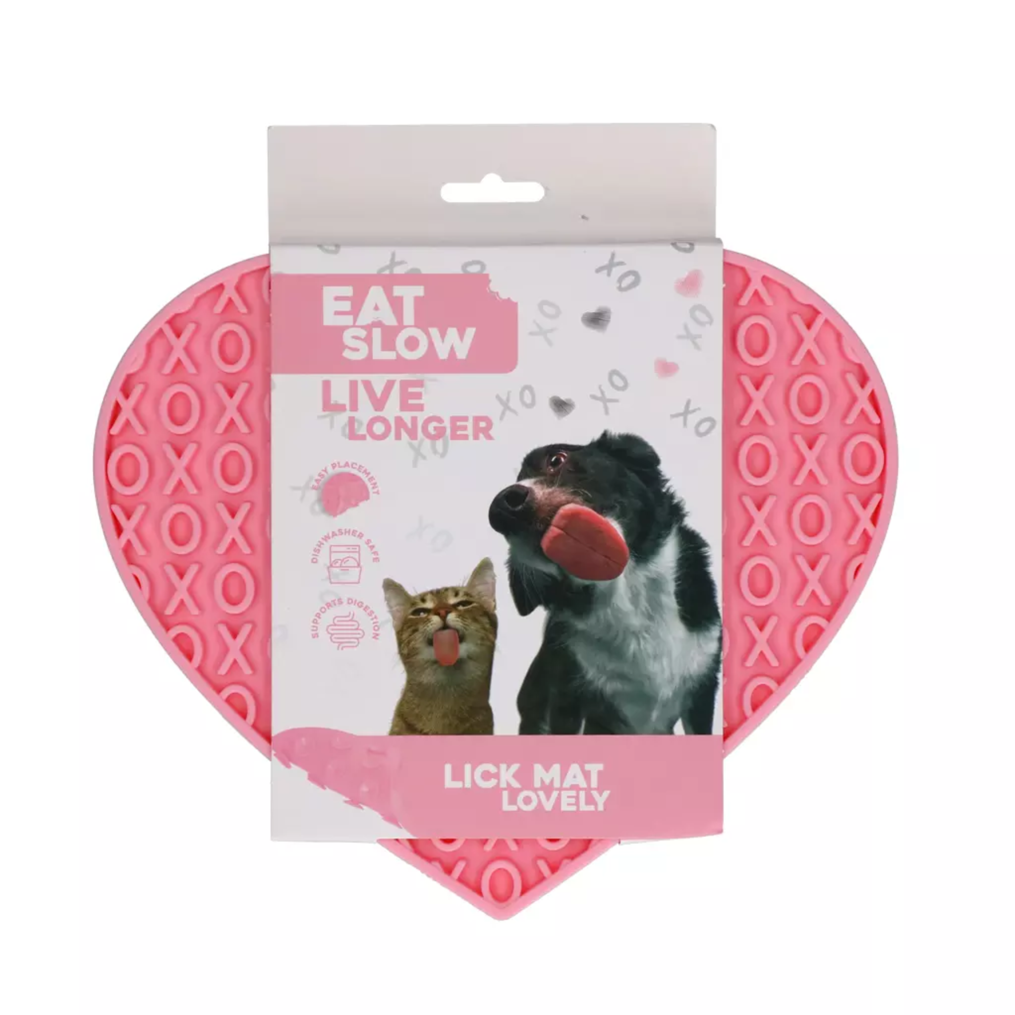 Eat Slow Live Longer - Lick Mat Lovely Heart Roze